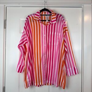 Beach Riot stripe back cover up button front shirt size Large